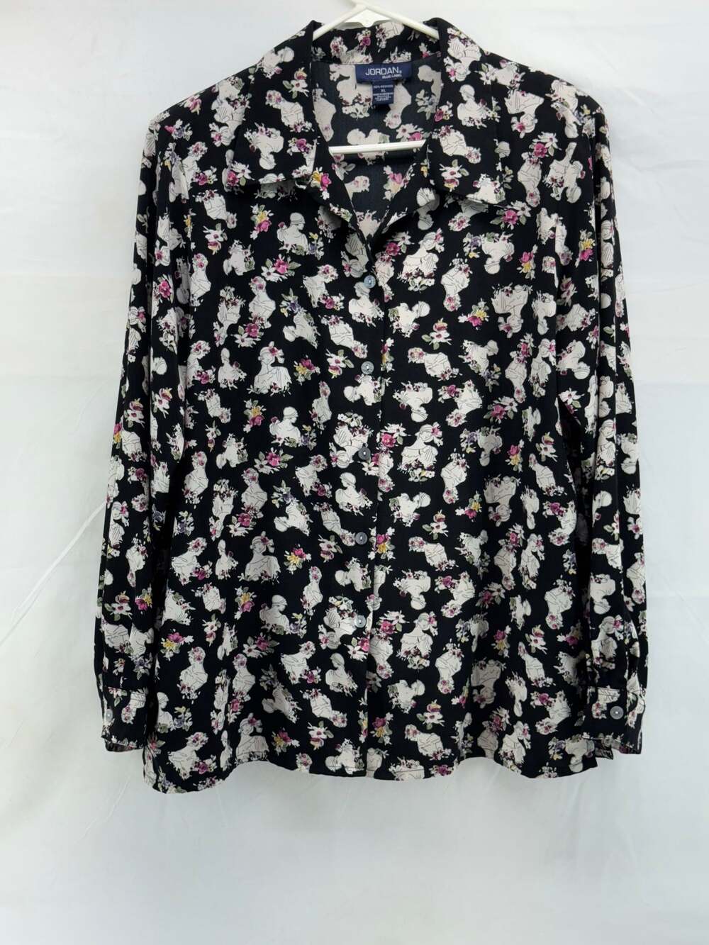 Vintage feminie Women's XL lady floral pattern button down blouse